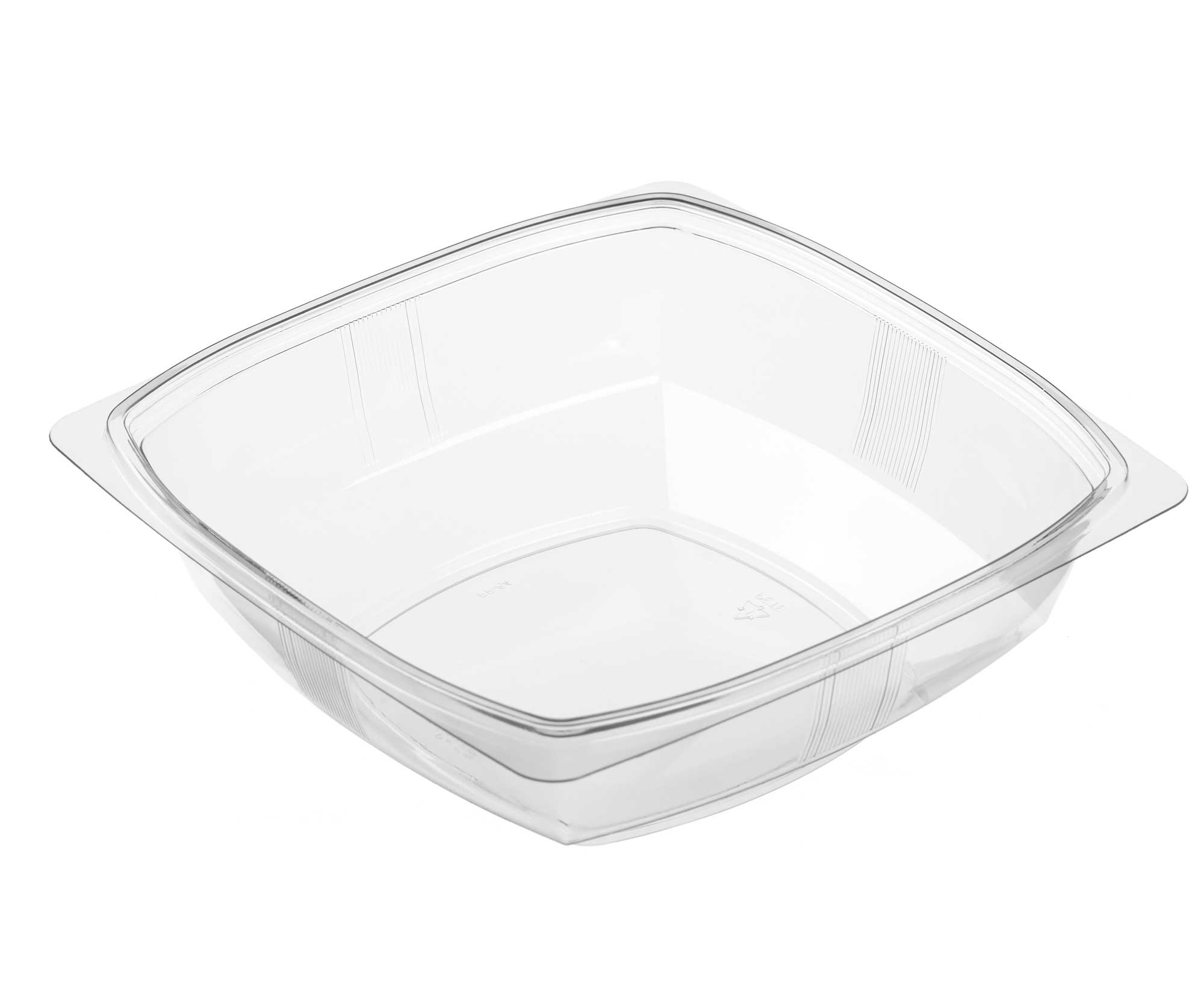 WNA Par Pack PETE Thermoform Clear Large Square Bowl, 64 Ounce -- 150 per case.
