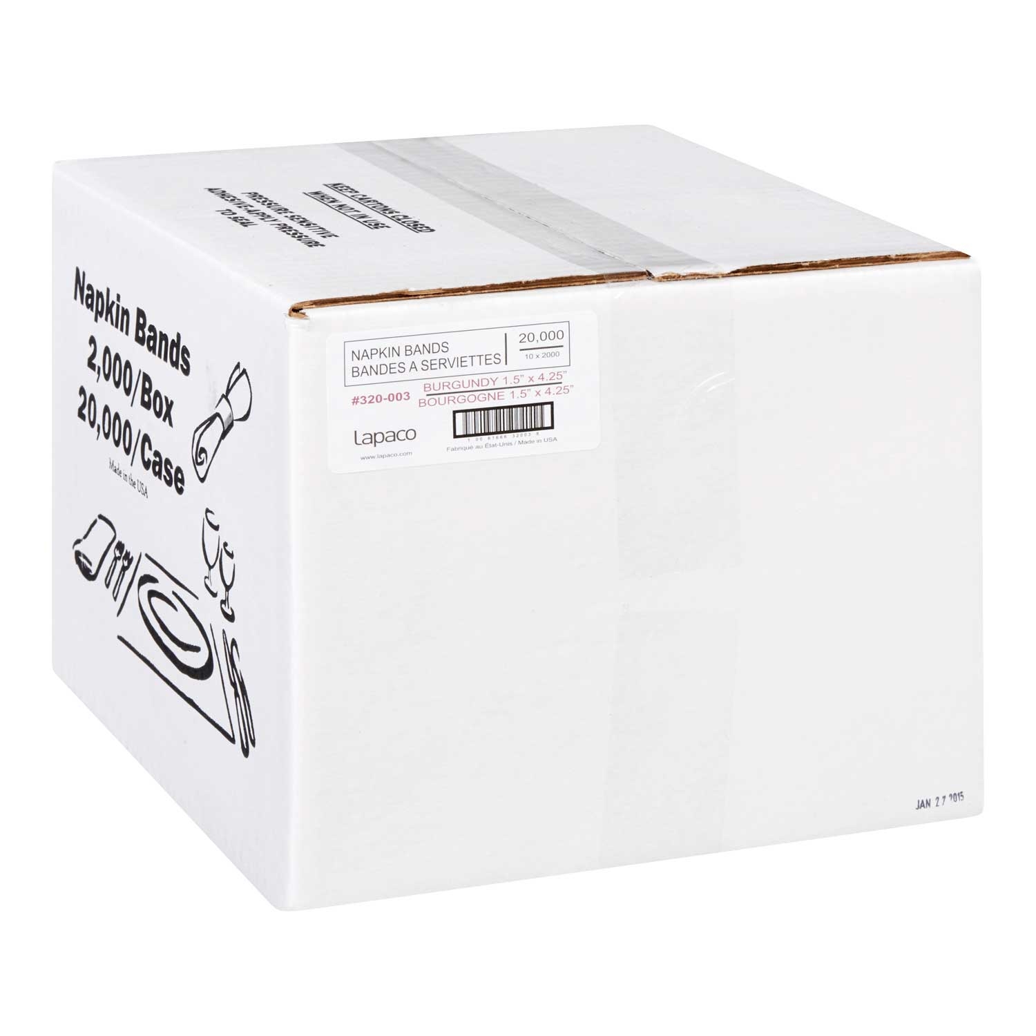 Lapaco Burgundy Napkin Band, 1.5 X 4.25 Inch -- 20000 Per Case