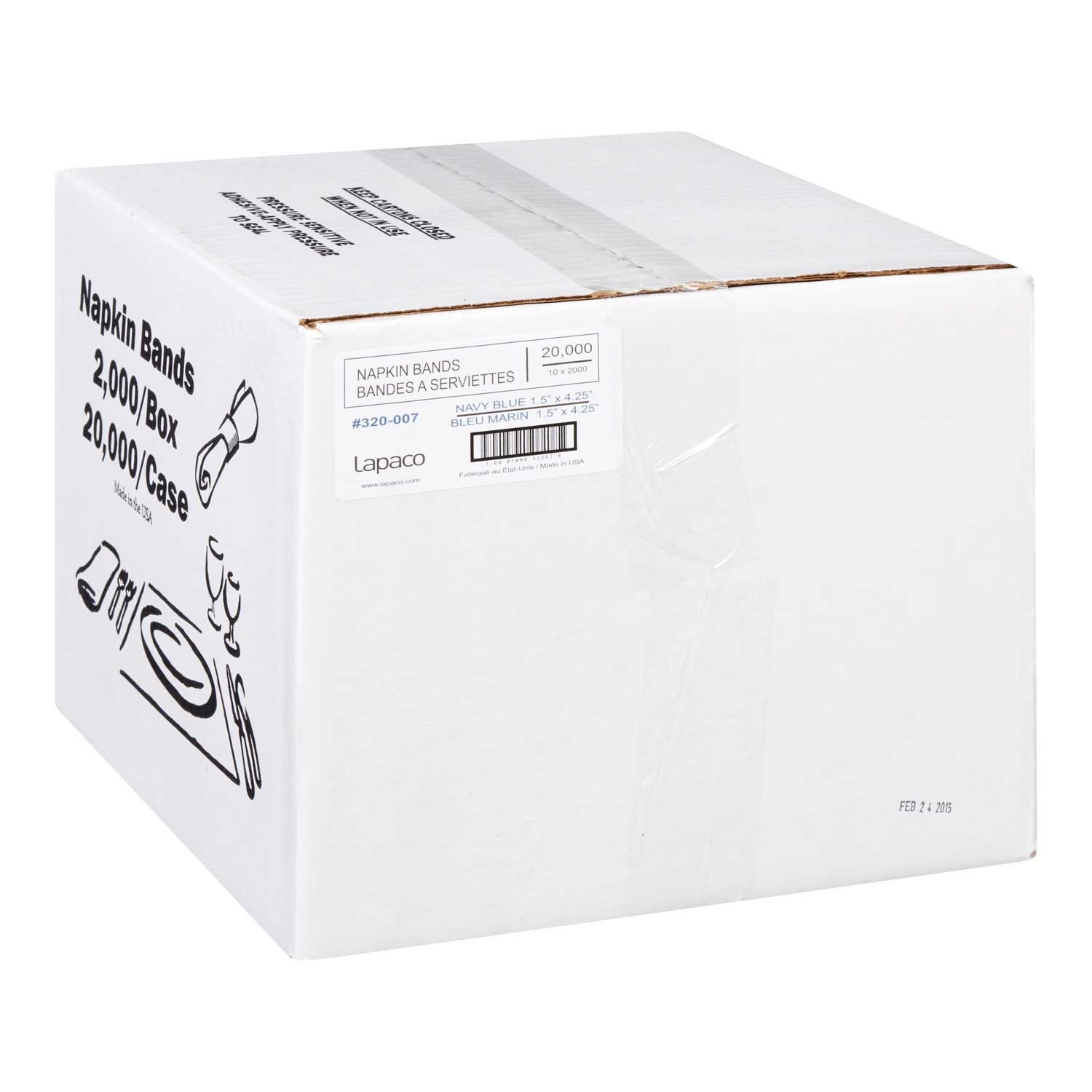 Lapaco Navy Blue Napkin Band, 1.5 x 4.25 inch, 2000 count per pack -- 10 per case.