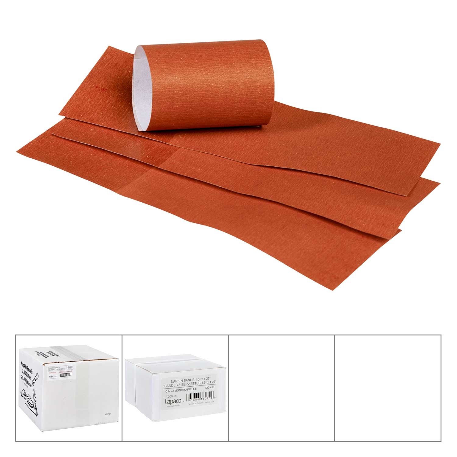 Lapaco Cinnamon Napkin Band, 1.5 x 4.25 inch, 2000 count per pack -- 10 per case.