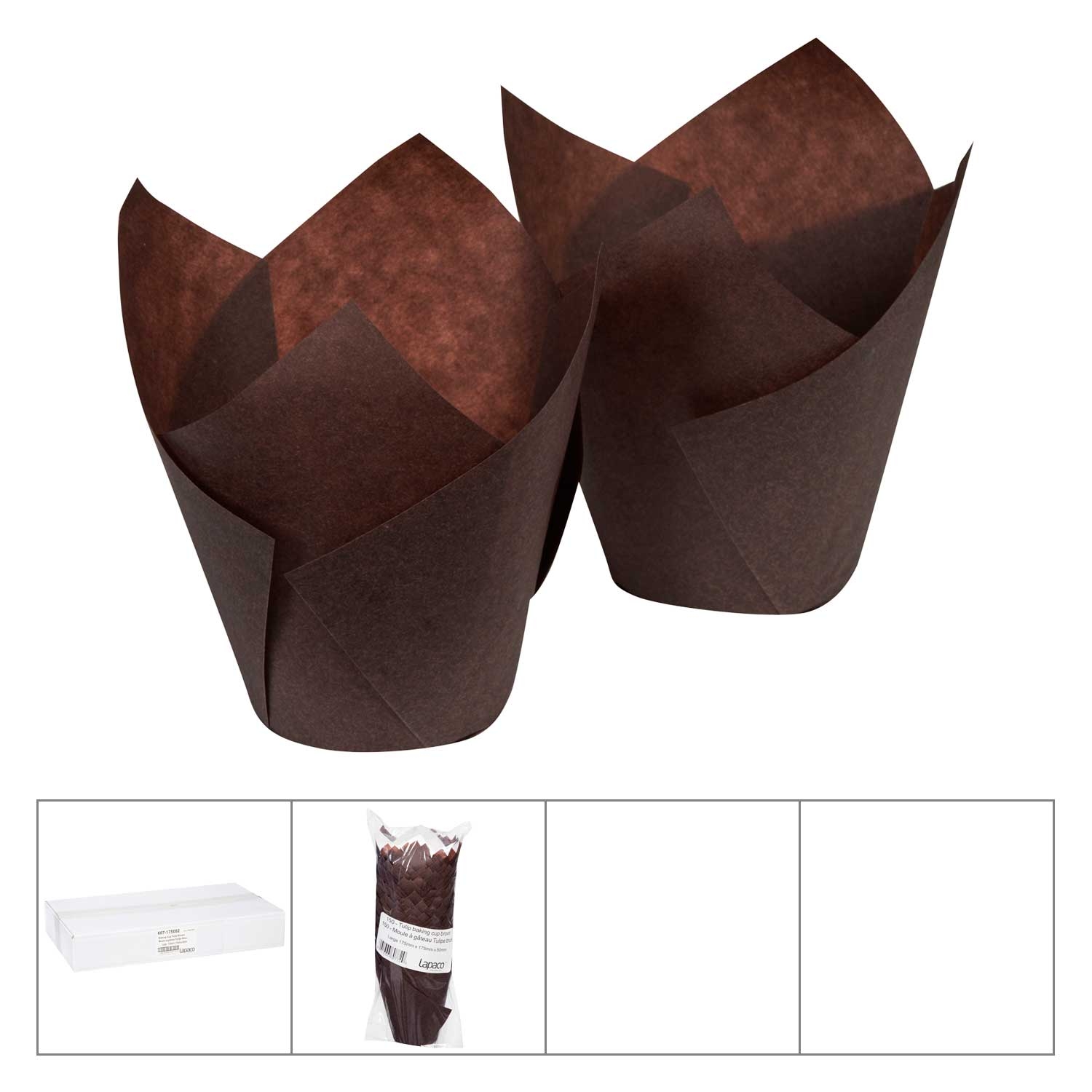 Lapaco Large Brown Tulip Baking Cup, 150 count per pack -- 6 per case.