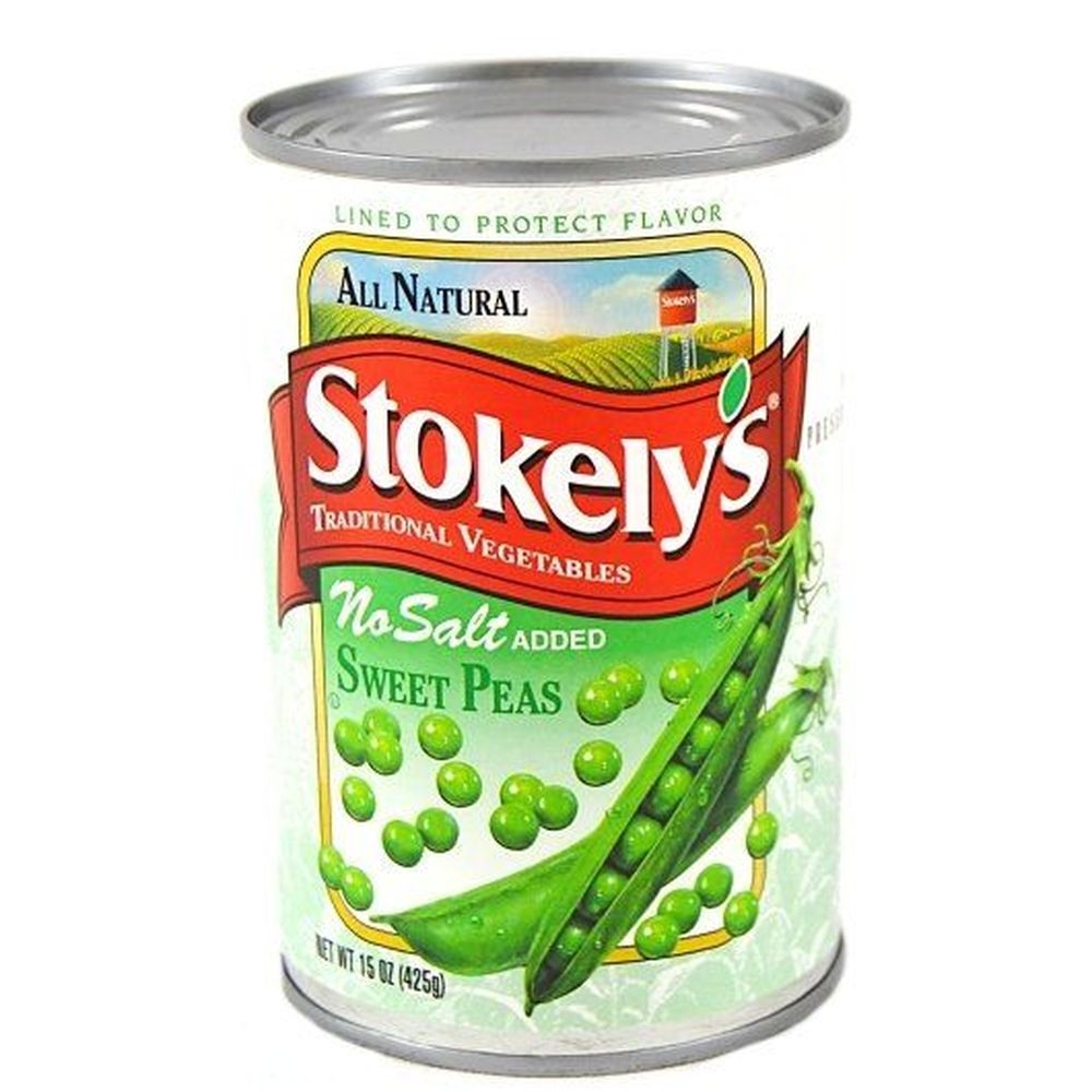 Stokely No Salt Sweet Peas, 15 Ounce -- 24 per case