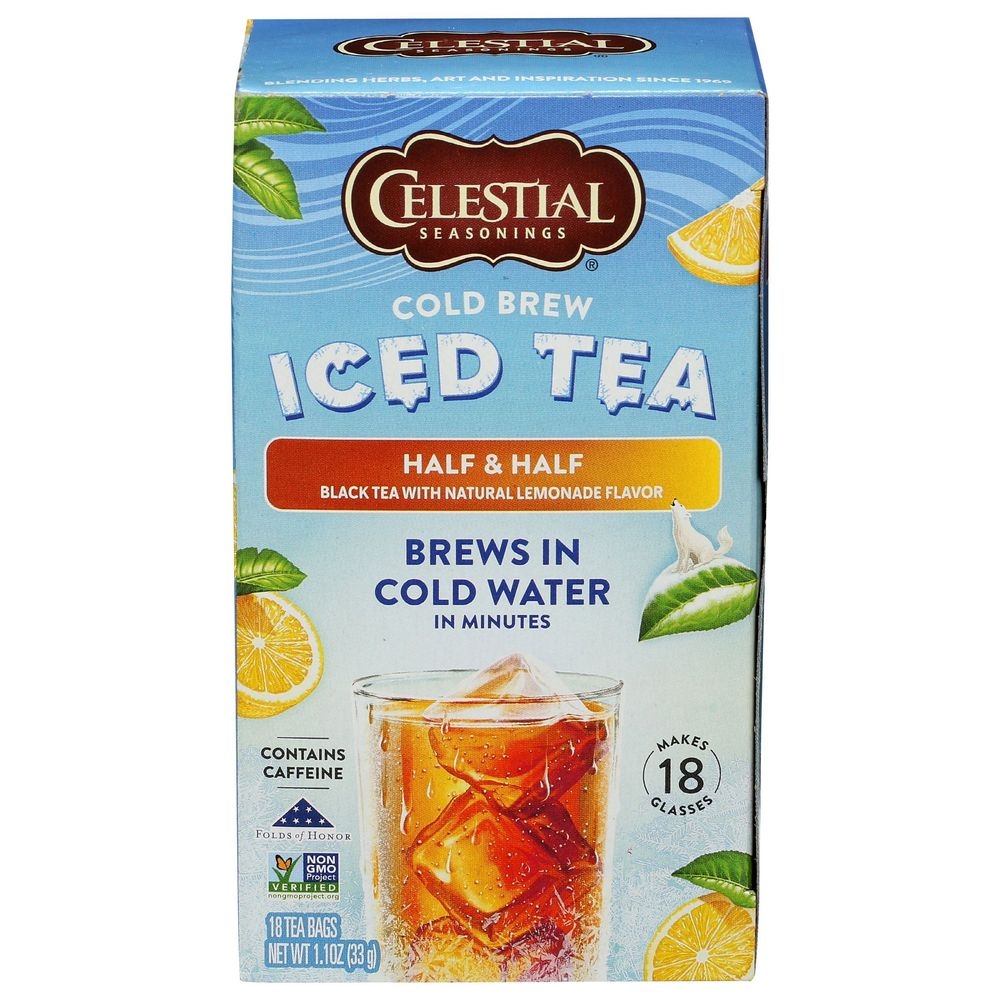 Celestial Seasonings Cold Brew Half and Half Iced Black Tea and Lemonade, 18 tea bags -- 6 per case