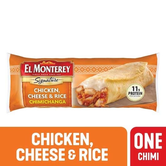 El Monterey All Natural Chicken, Monterey Jack Cheese and Rice Chimichanga, 0.312 Pound -- 24 per case.
