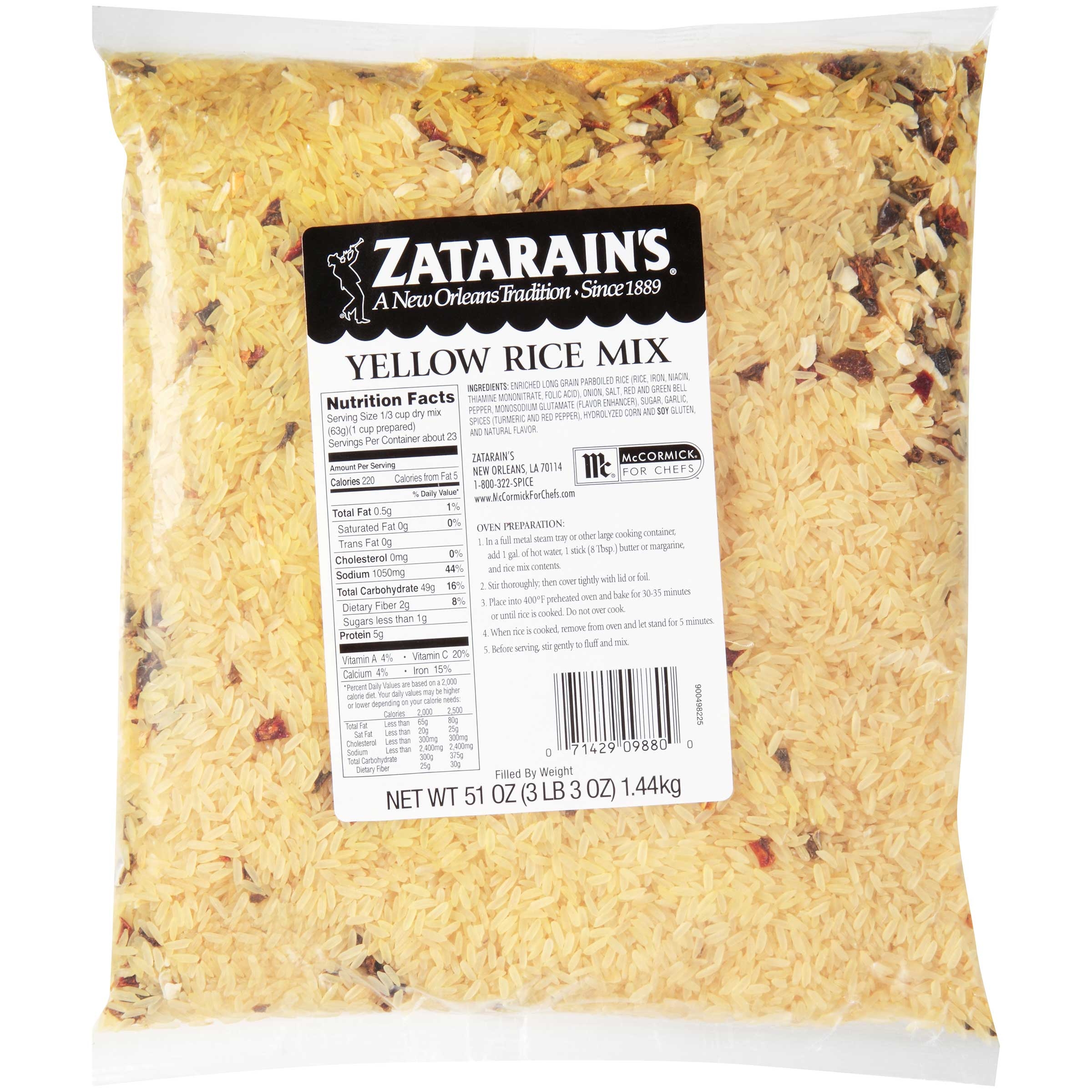 Zatarain's Yellow Rice Mix, 51 Ounce -- 6 Per Case