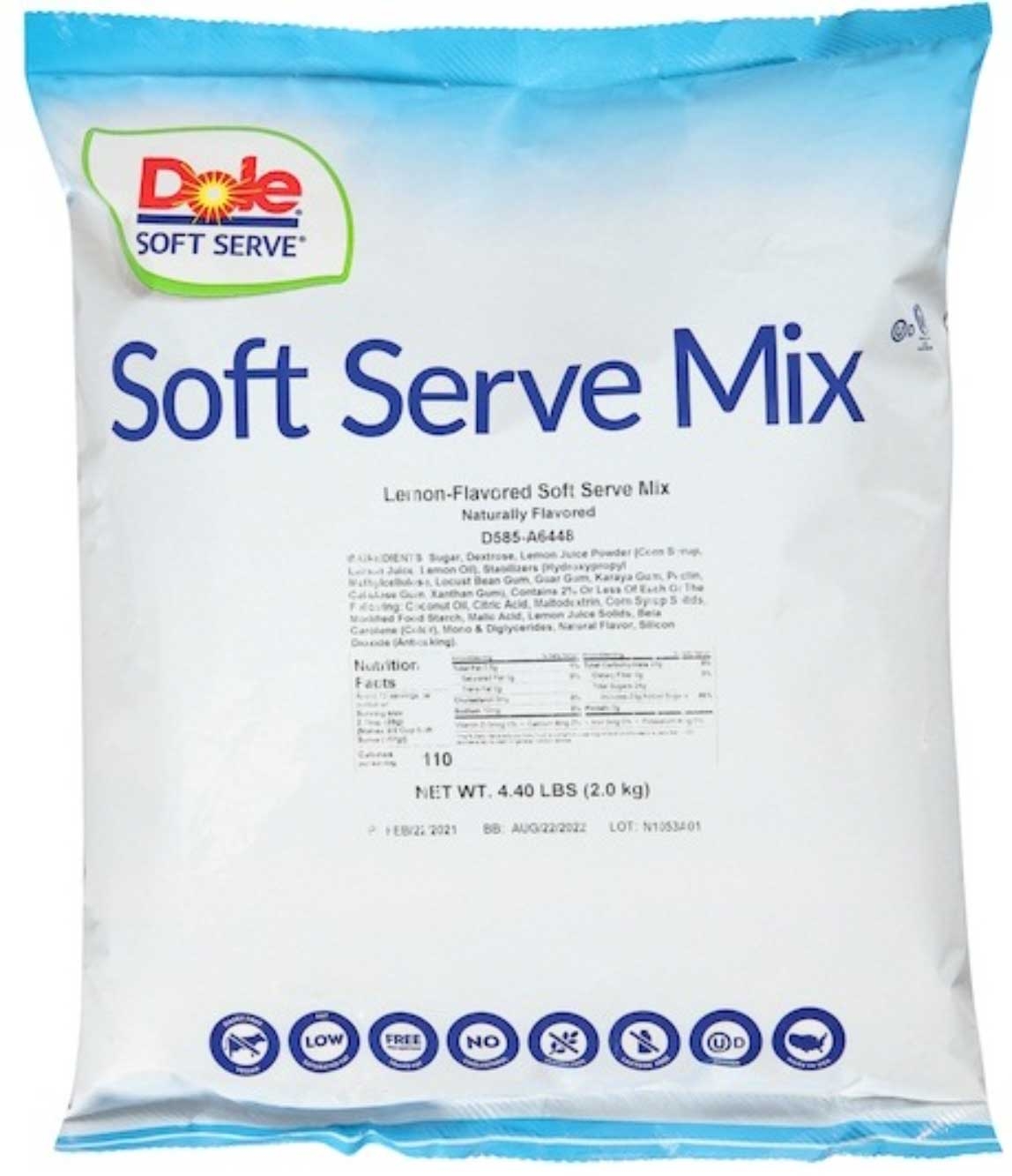 Dole Lemon Naturally Flavored Soft Serve Mix, 4.4 Pound