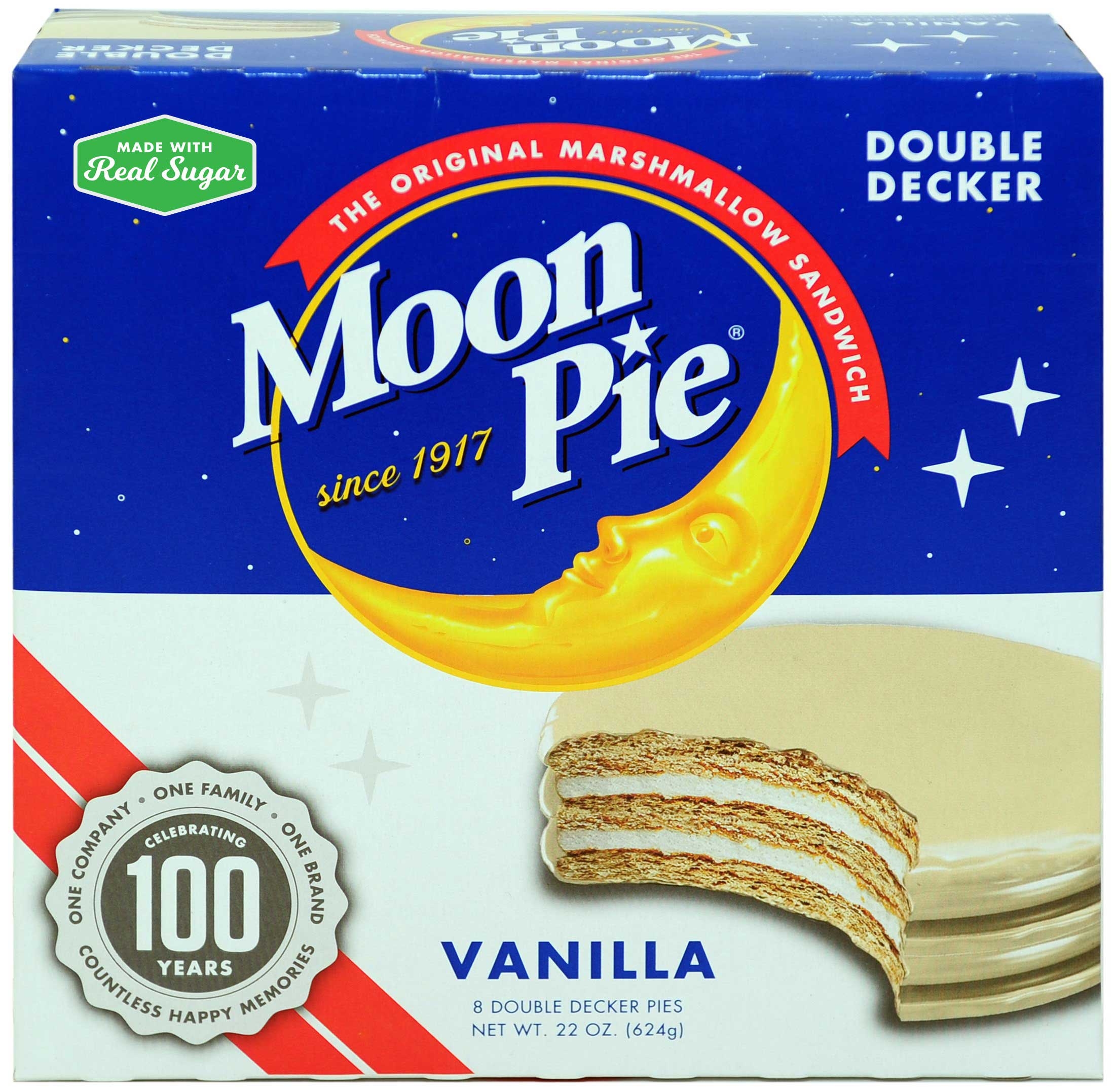 Double Decker MoonPie Vanilla Moon Pie - 8 count box, 8 per case
