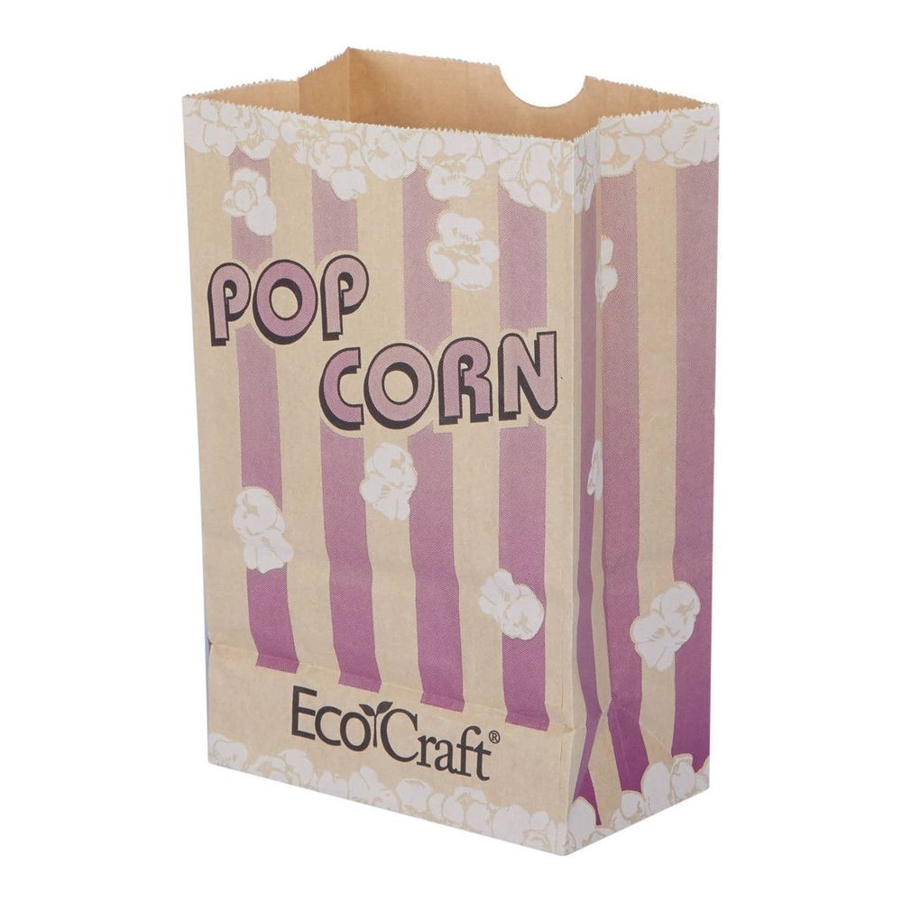 Bagcraft EcoCraft Purple Stripe Theater Popcorn Bag, 32 Ounce Capacity -- 1000 per case.