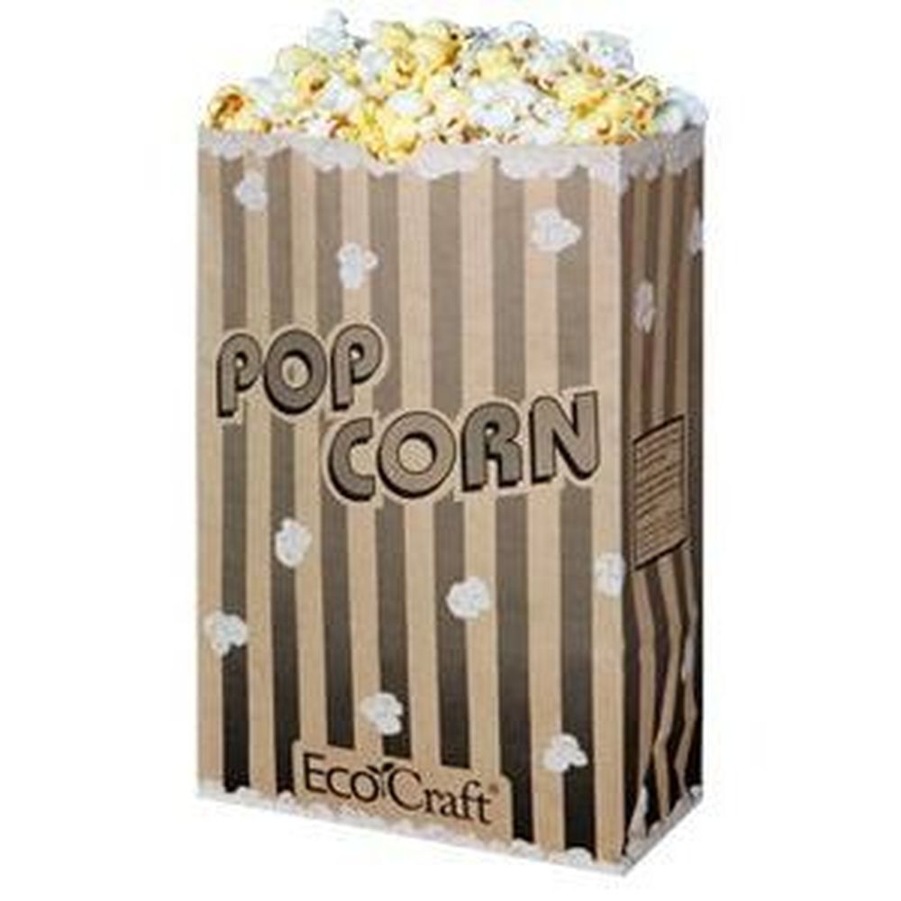Bagcraft EcoCraft Black Stripe Theater Popcorn Bag, 170 Ounce Capacity -- 250 per case.