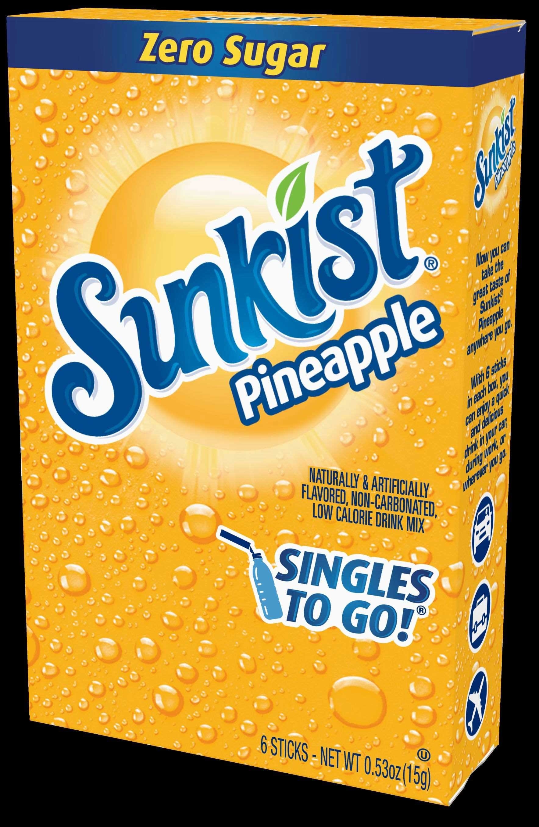 Sunkist Singles To Go Pineapple Drink Mix, 0.53 Ounce -- 12 per case