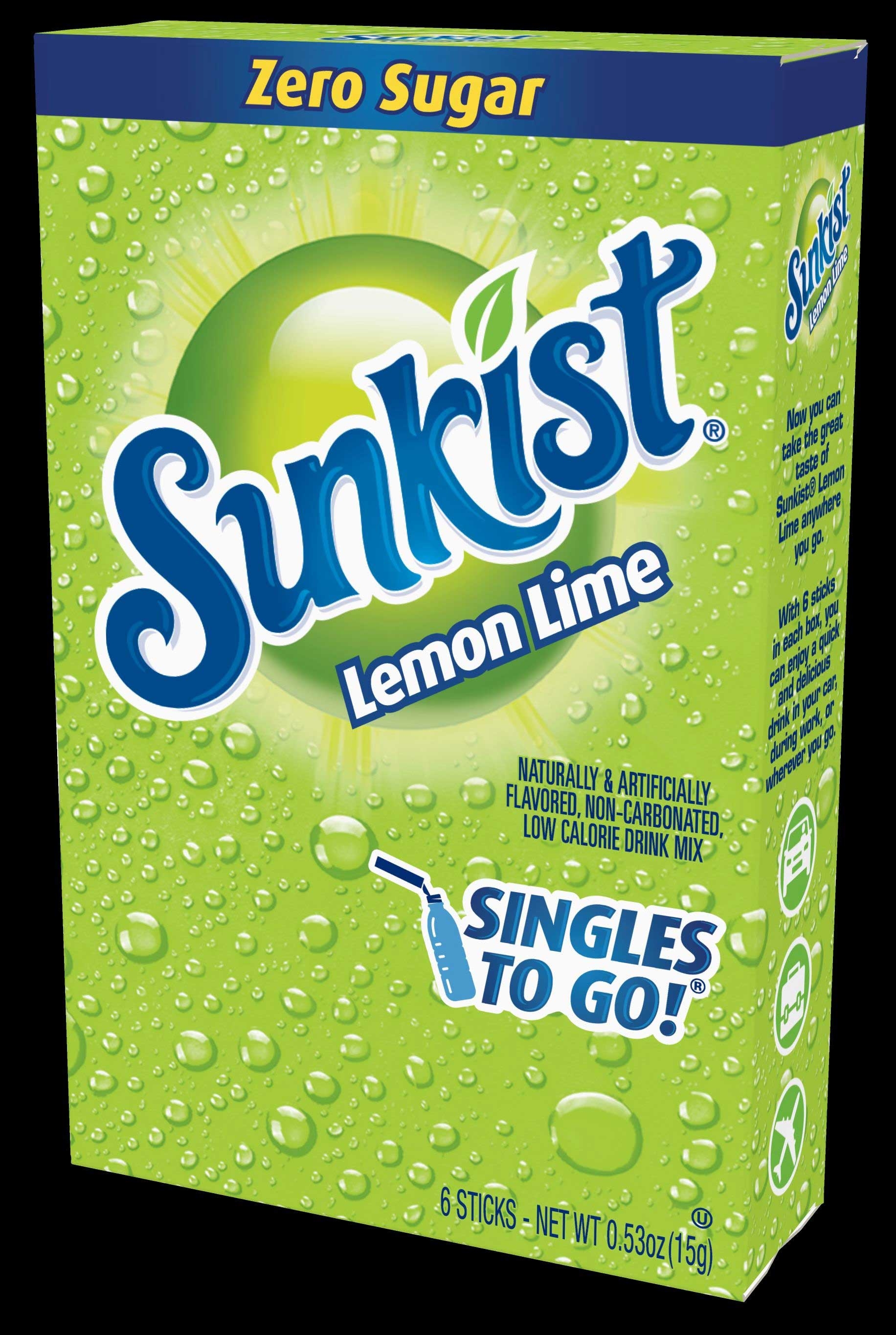 Sunkist Singles To Go Lemon Lime Drink Mix, 0.53 Ounce -- 12 per case