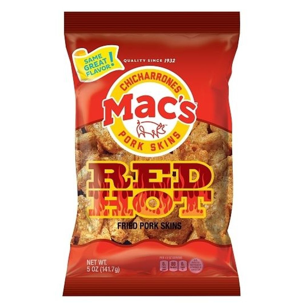 Macs Hot and Spicy Pork Skins, 5 Ounce -- 8 per case