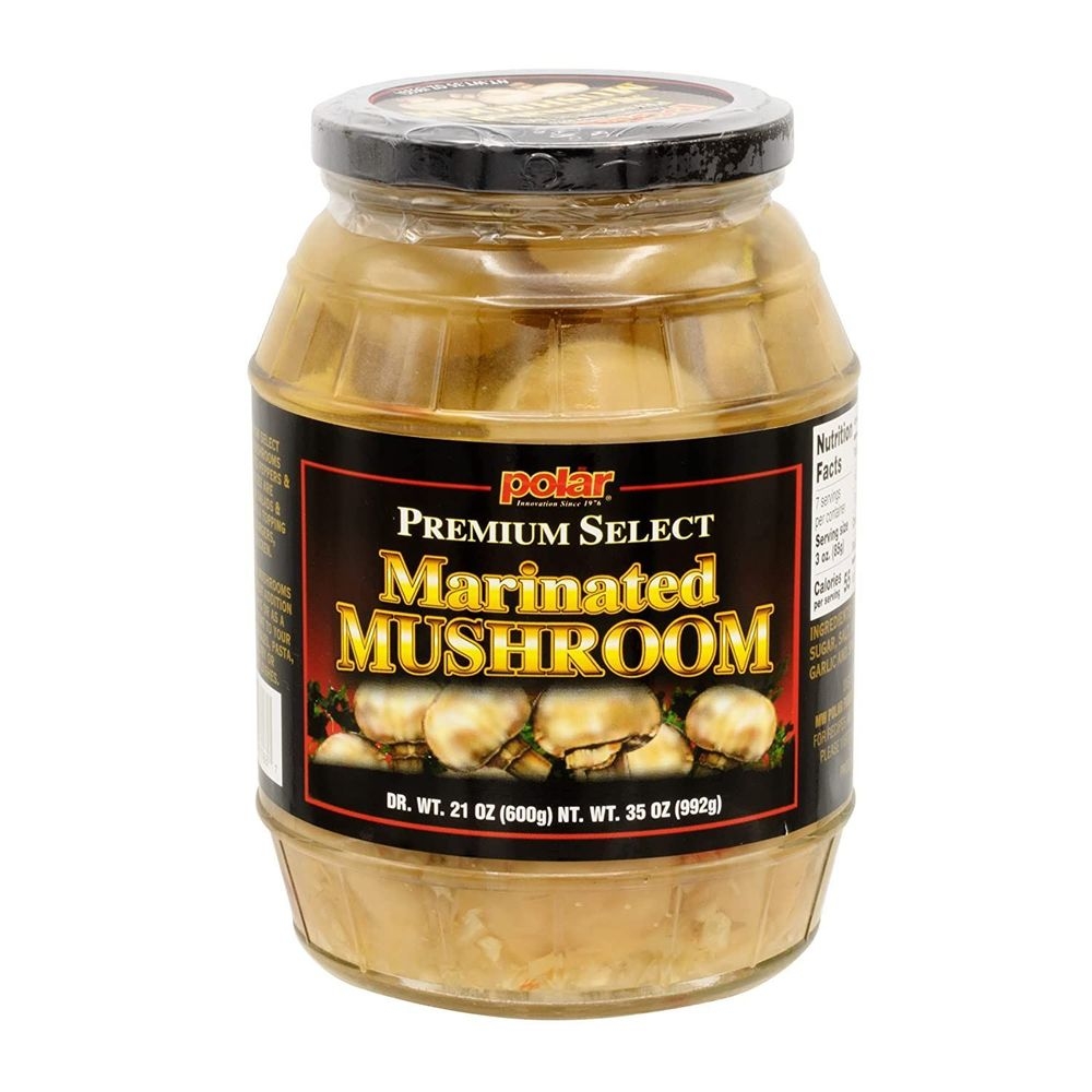 MW Polar Premium Select Whole Marinated Mushrooms, 35 Ounce Glass Jar -- 2 per case