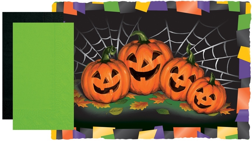 Hoffmaster Paper Halloween Placemat and Coordinating Dinner Napkin Kit - Combo Pack -- 500 per case.