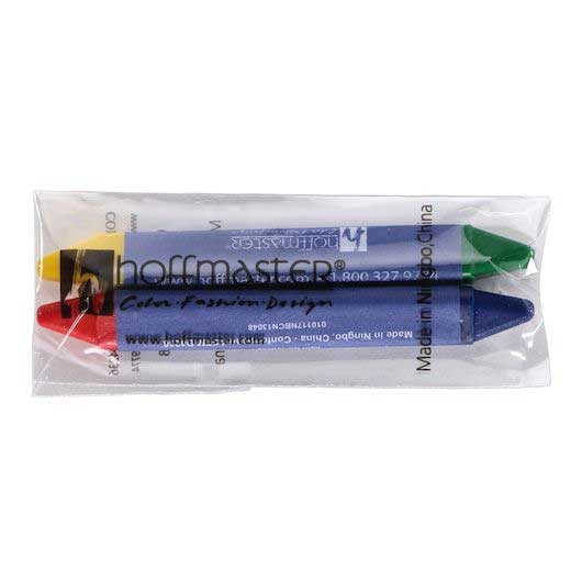 Hoffmaster Red Blue and Yellow Green Mini Triangular Double Tip Crayon - 2 count per pack -- 500 packs per case