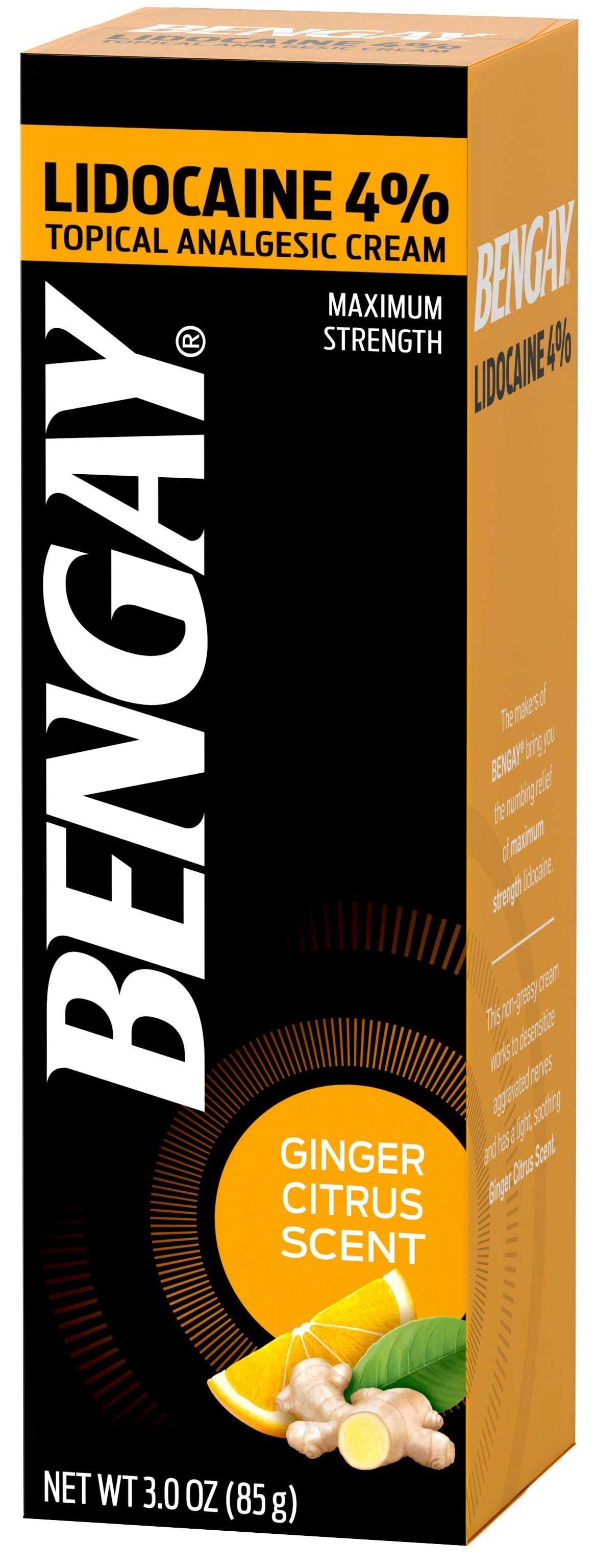 Listerine Bengay Ginger Citrus 4 Percent Lidocaine Cream, 3 Ounce -- 36 per case