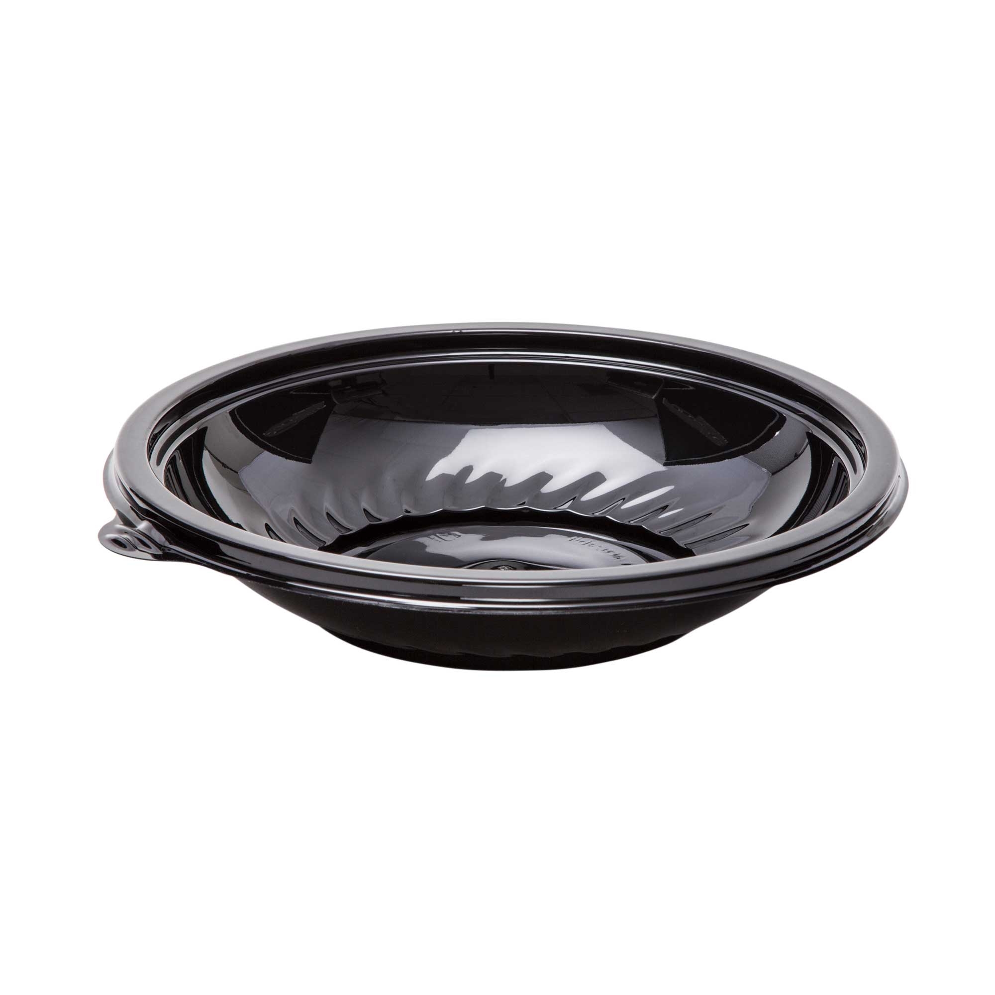 WNA Pack N Serve Shallow PET Black Round Container Bowl, 24 Ounce -- 50 per case.