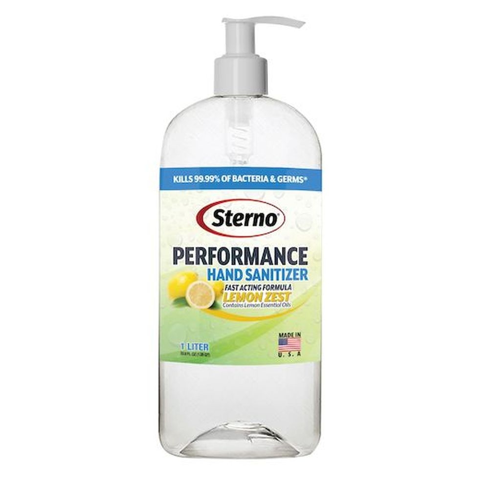 Sterno Lemon Zest Performance Formula Hand Sanitizer Gel, 1 Liter -- 8 per case