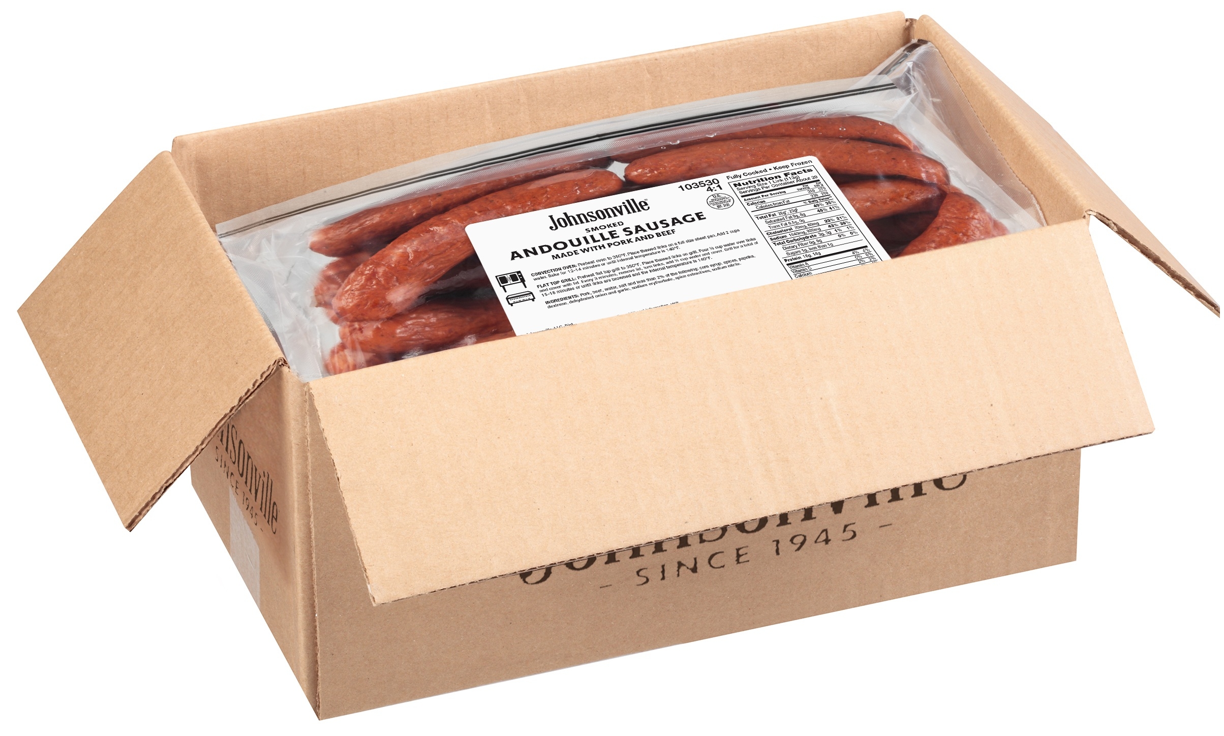 Johnsonville Smoked Andouille Pork Sausage Link, 5 Pound -- 2 per case.