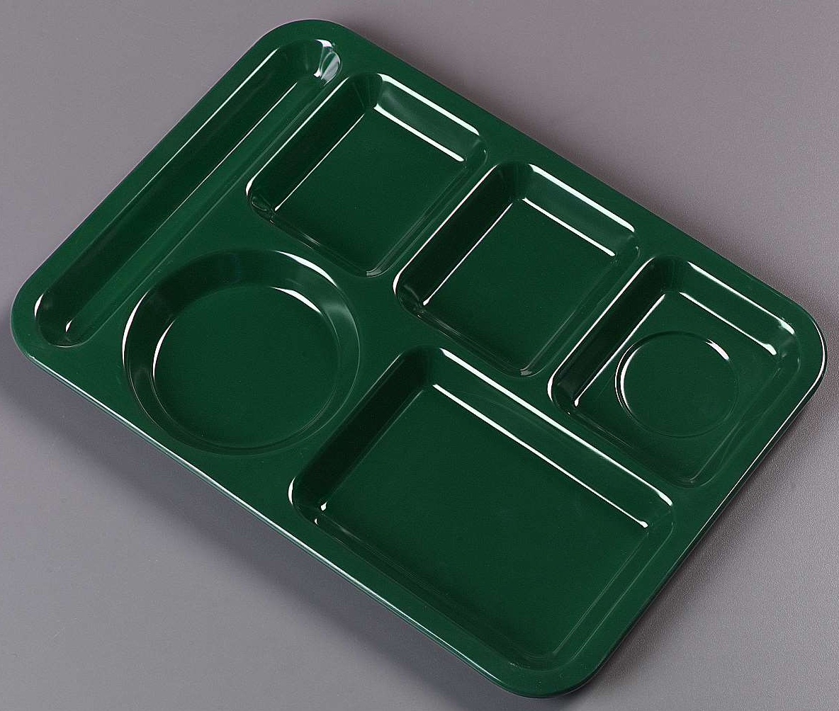 Carlisle Melamine Forest Green Left Hand Heavyweight 6 Compartment Tray -- 12 per case