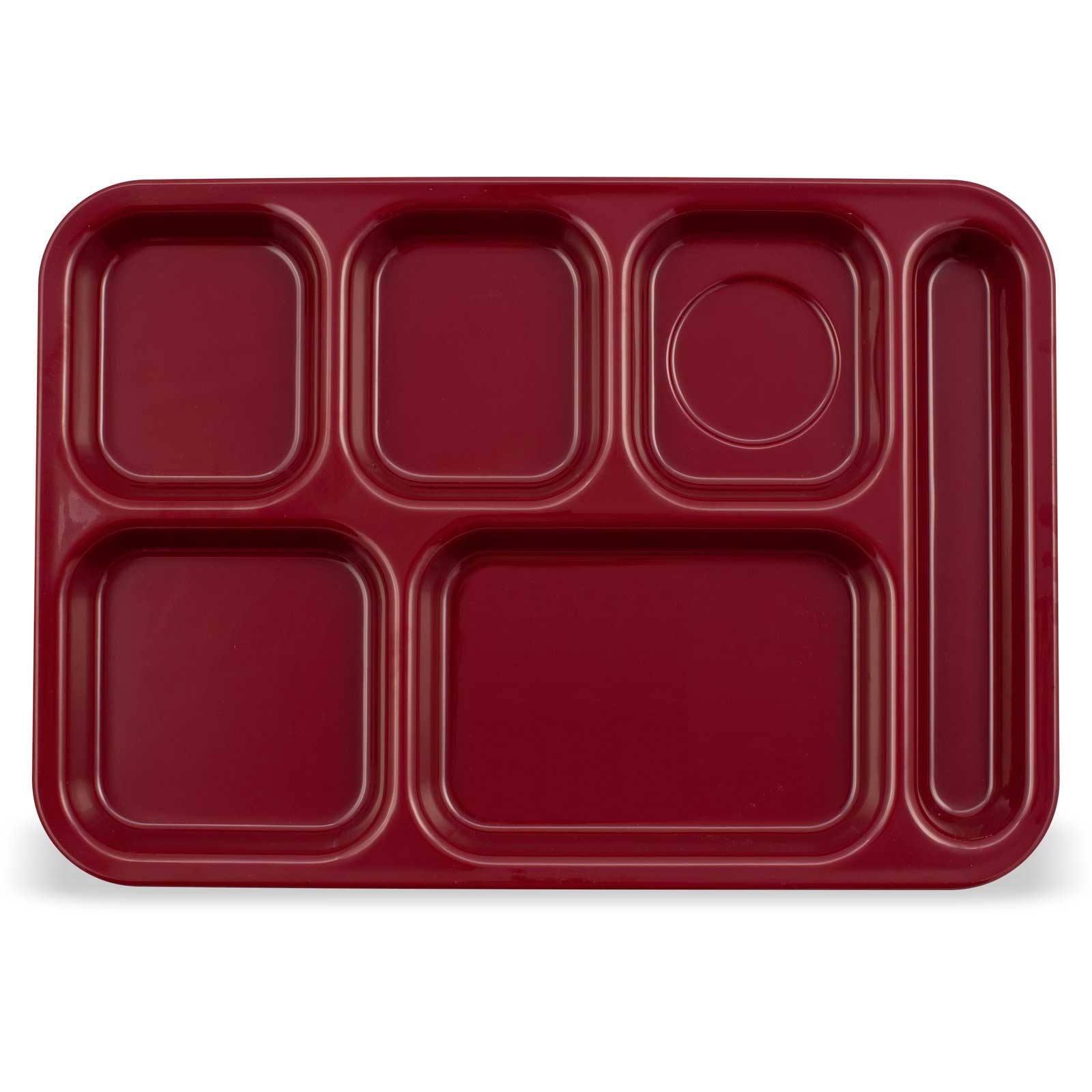 Carlisle Melamine Cranberry Right Handed 6 Compartment Tray -- 12 per case
