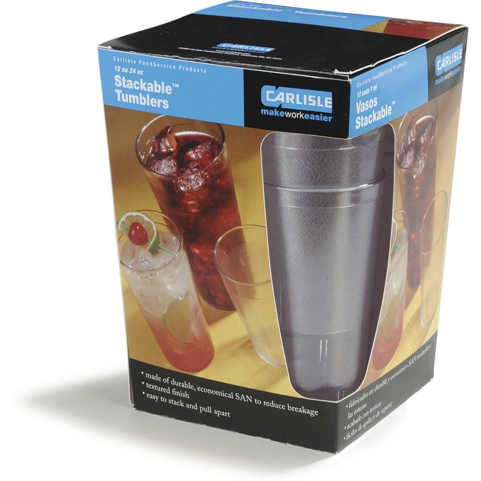 Carlisle Stackable Clear SAN Tumbler, 24 Ounce - 12 per set -- 6 set per case