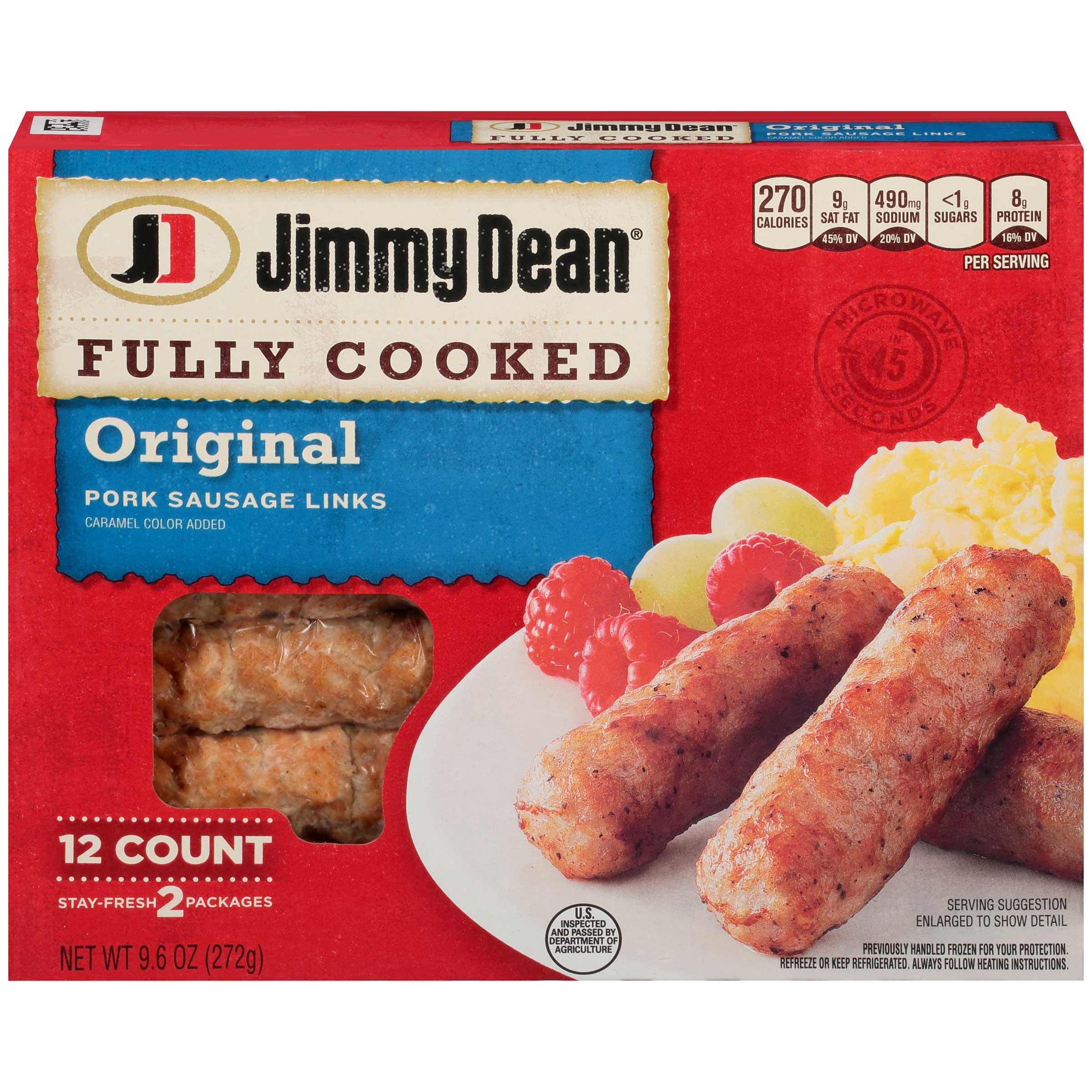 Jimmy Dean Fully Cooked Sausage Link - Regular, 9.6 Ounce -- 8 per case