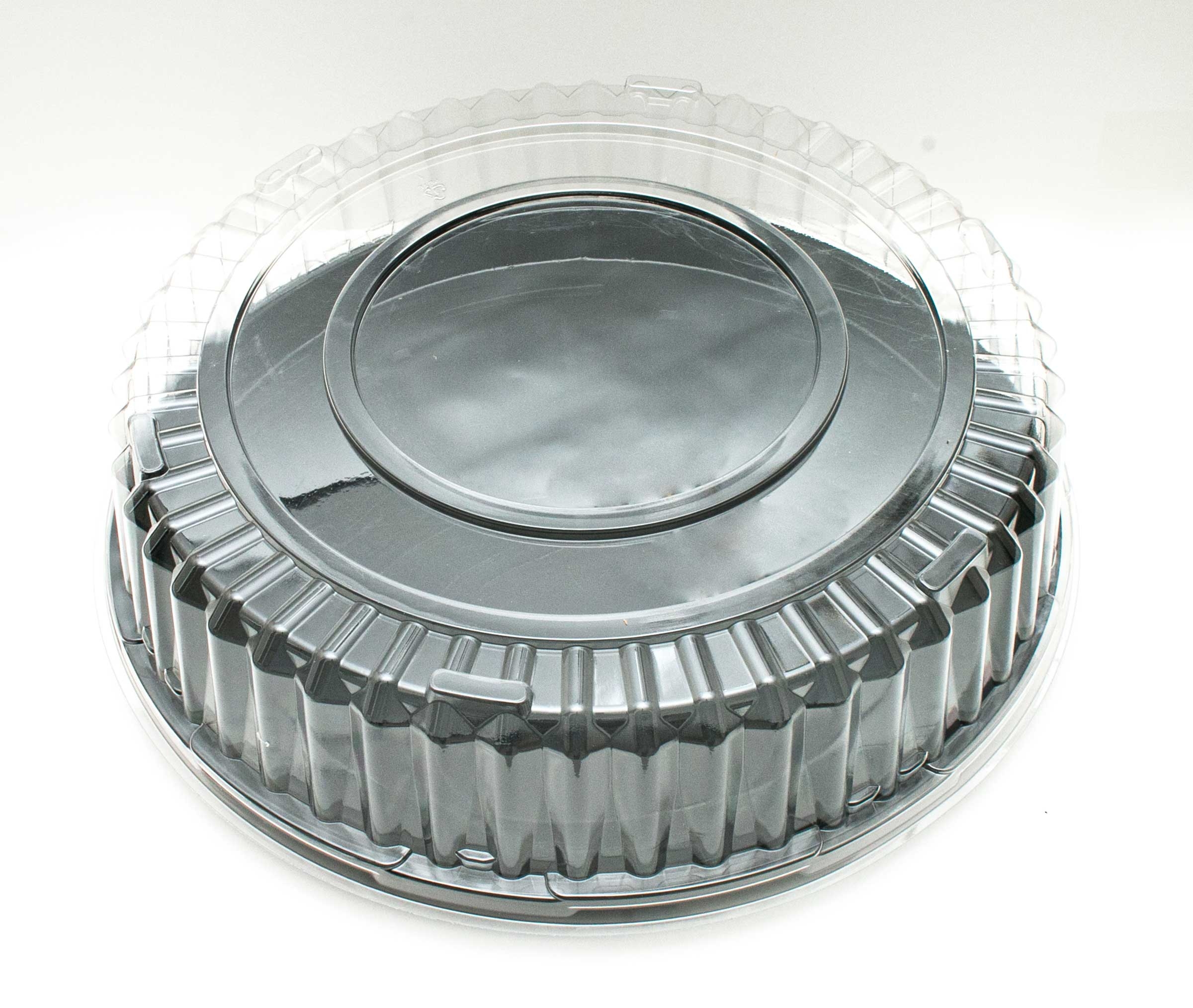Fineline Settings Black Round Cater Tray With Deep Dome Combo, 16 Inch -- 25 per case