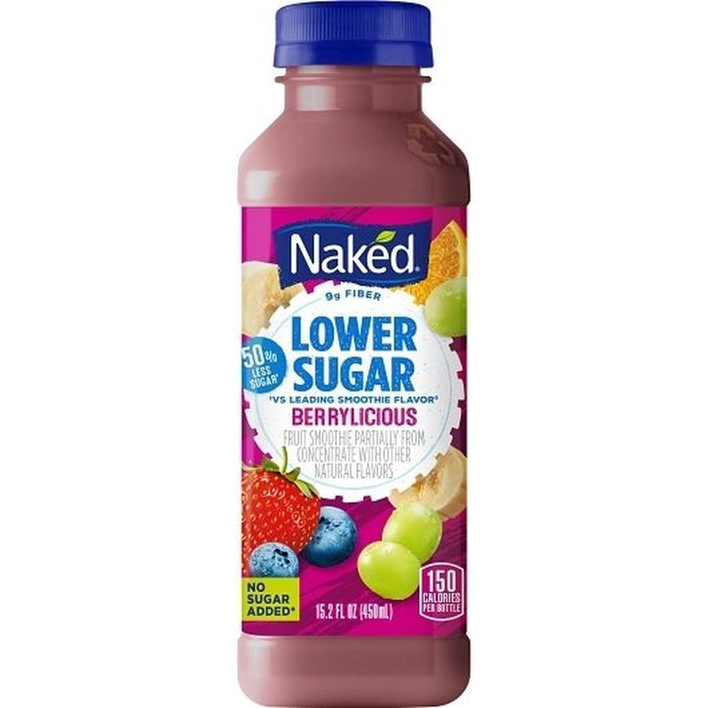 Naked Lower Sugar Berrylicious Smoothie, 15.2 Fluid Ounce -- 8 per case