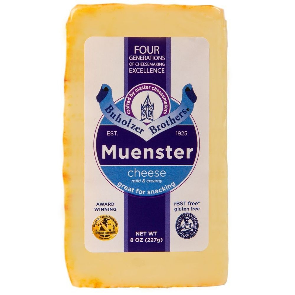 Buholzer Brothers Muenster Cheese Chunk, 8 Ounce -- 12 per case