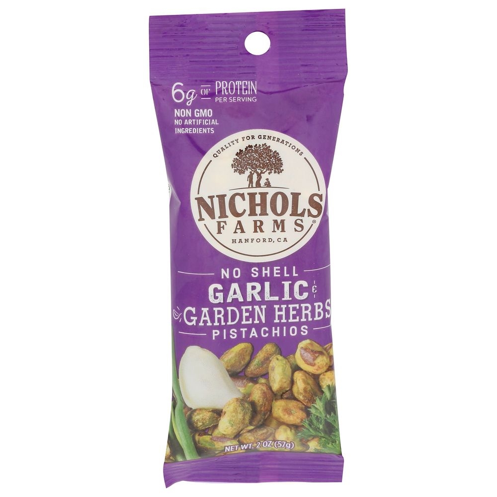 Nichols Farms Garlic and Garden Herbs No Shell Pistachios, 2 Ounce -- 10 per case