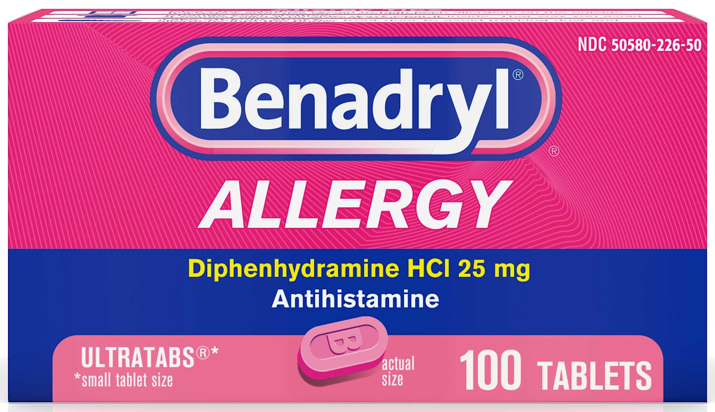 Benadryl Ultratab Allergy Tablets, 100 per unit -- 72 per case