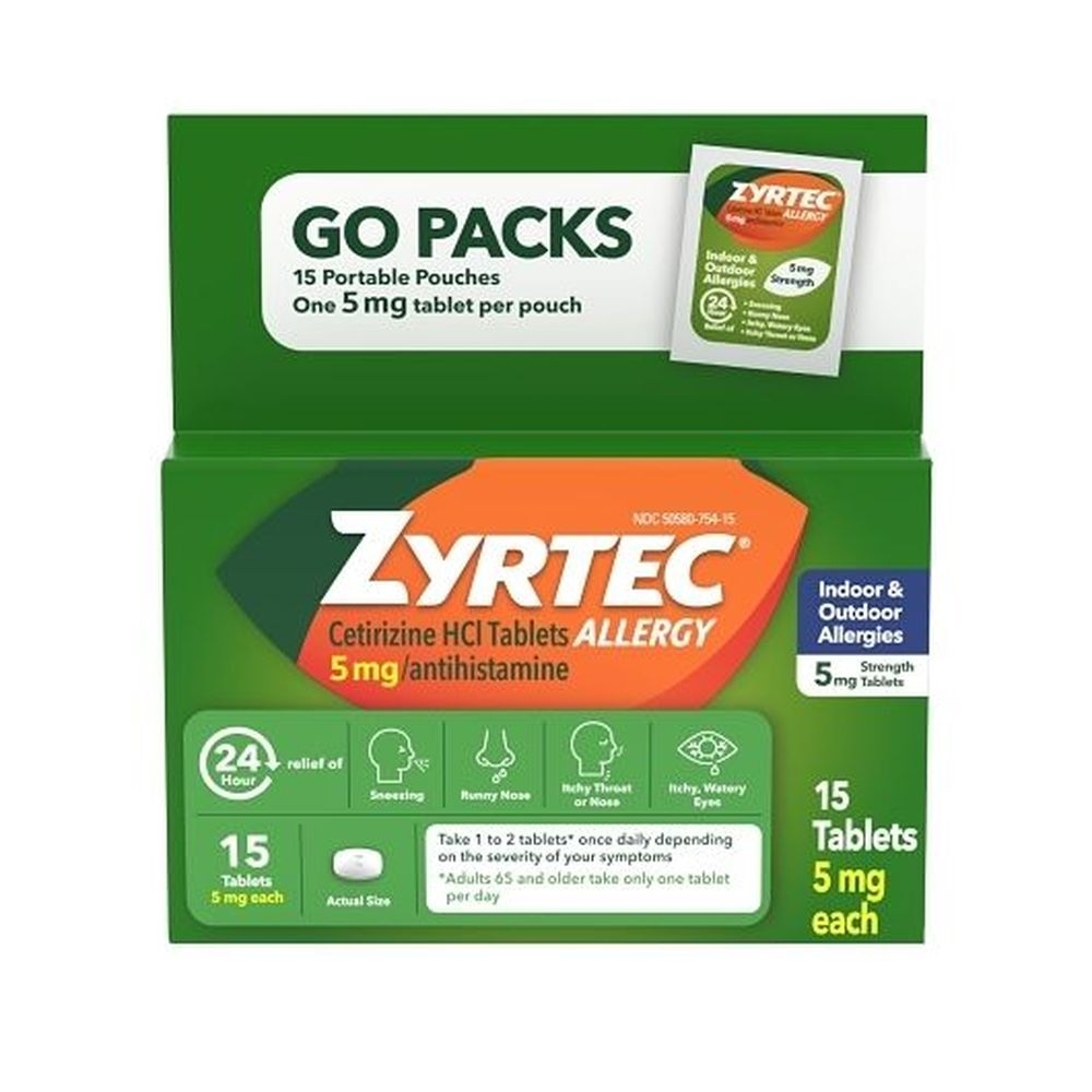 Zyrtec Adult Allergy Tablet, 15 count -- 24 per case