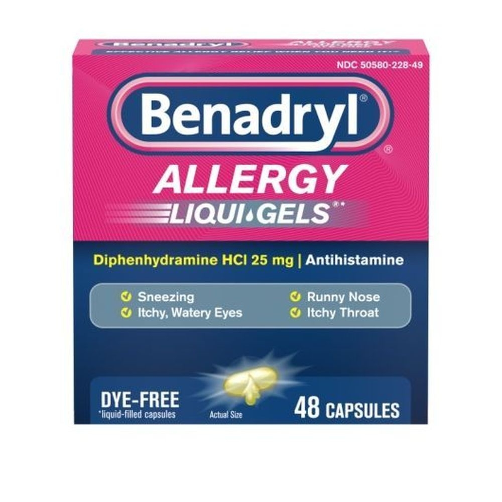 Benadryl Dye Free Antihistamine Allergy Liquid Gel Capsules, 48 count -- 24 per case