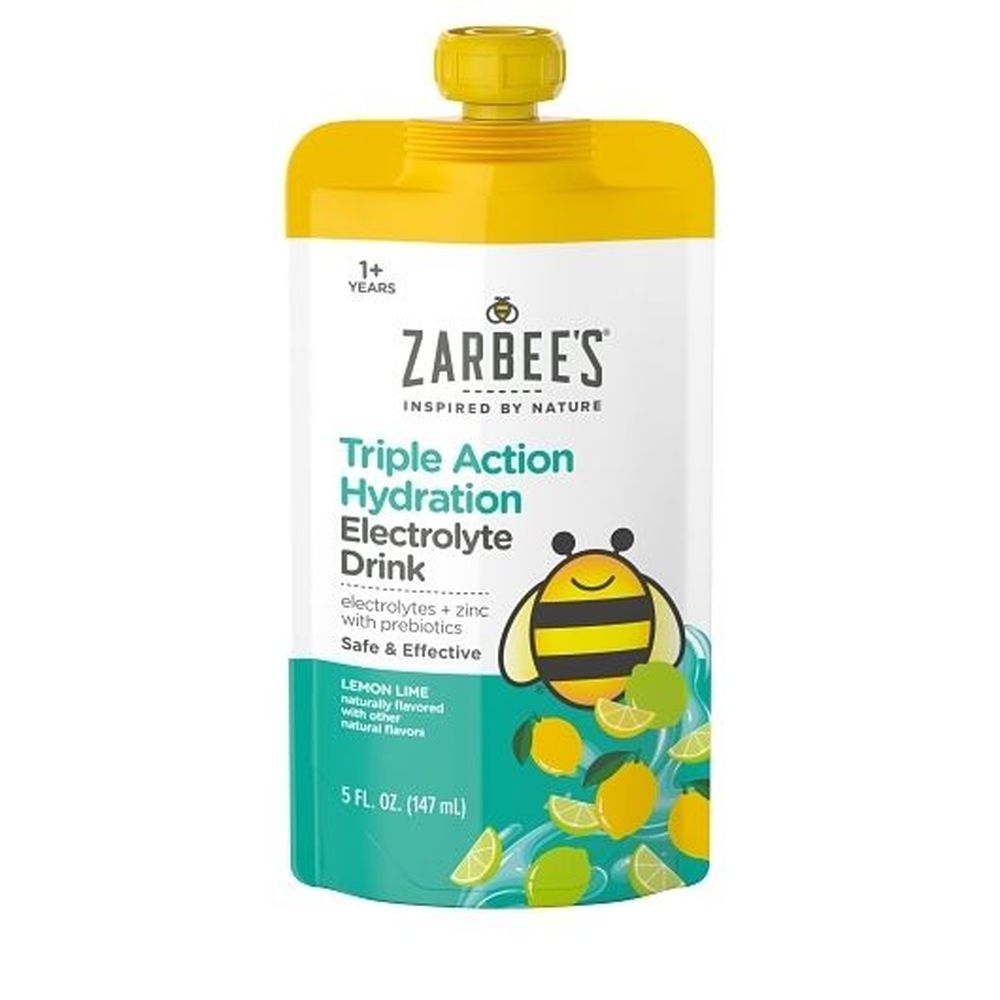 Zarbees Triple Action Hydration Lemon Lime Electrolyte Drink, 15 Fluid Ounce - 12 per case