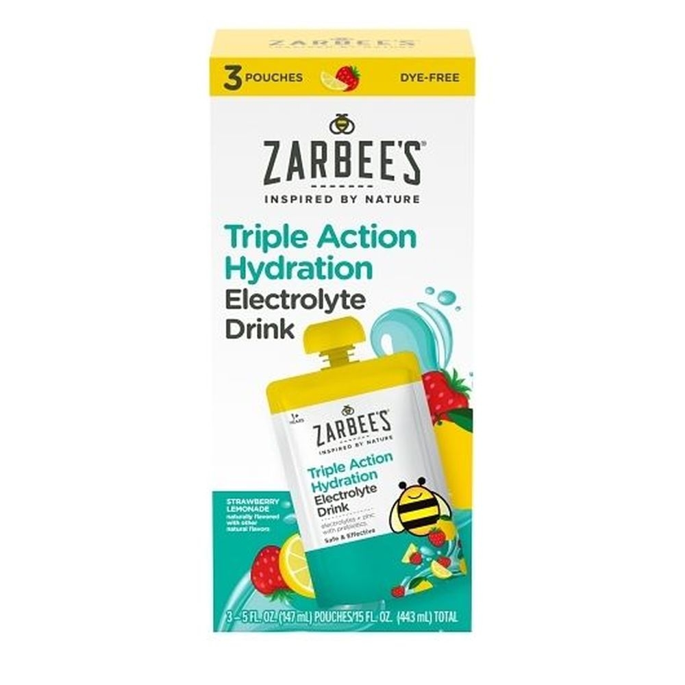 Zarbees Triple Action Hydration Strawberry Lemon Electrolyte Drink, 15 Fluid Ounce - 12 per case