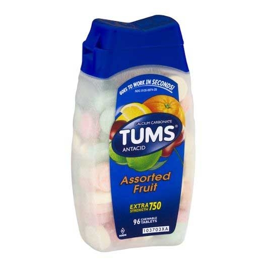Tums Assorted Fruit Chewable Tablet - 96 count per pack -- 24 Packs per case