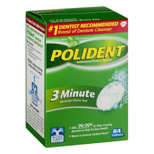 Polident 3 Minute Denture Cleanser Tablet - 84 count per pack -- 6 packs per case