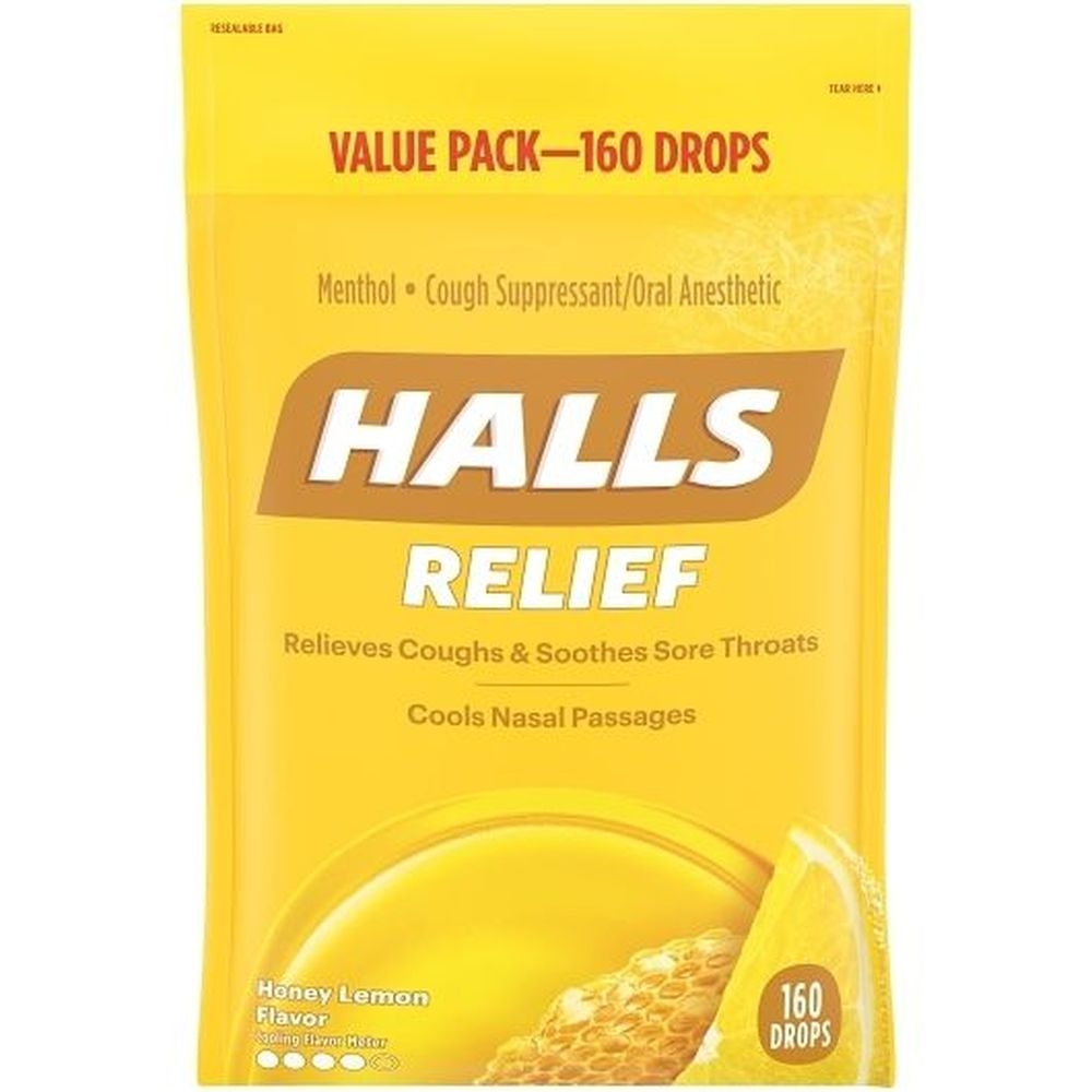 Halls Honey Lemon Cough Drops, 160 count -- 6 per case