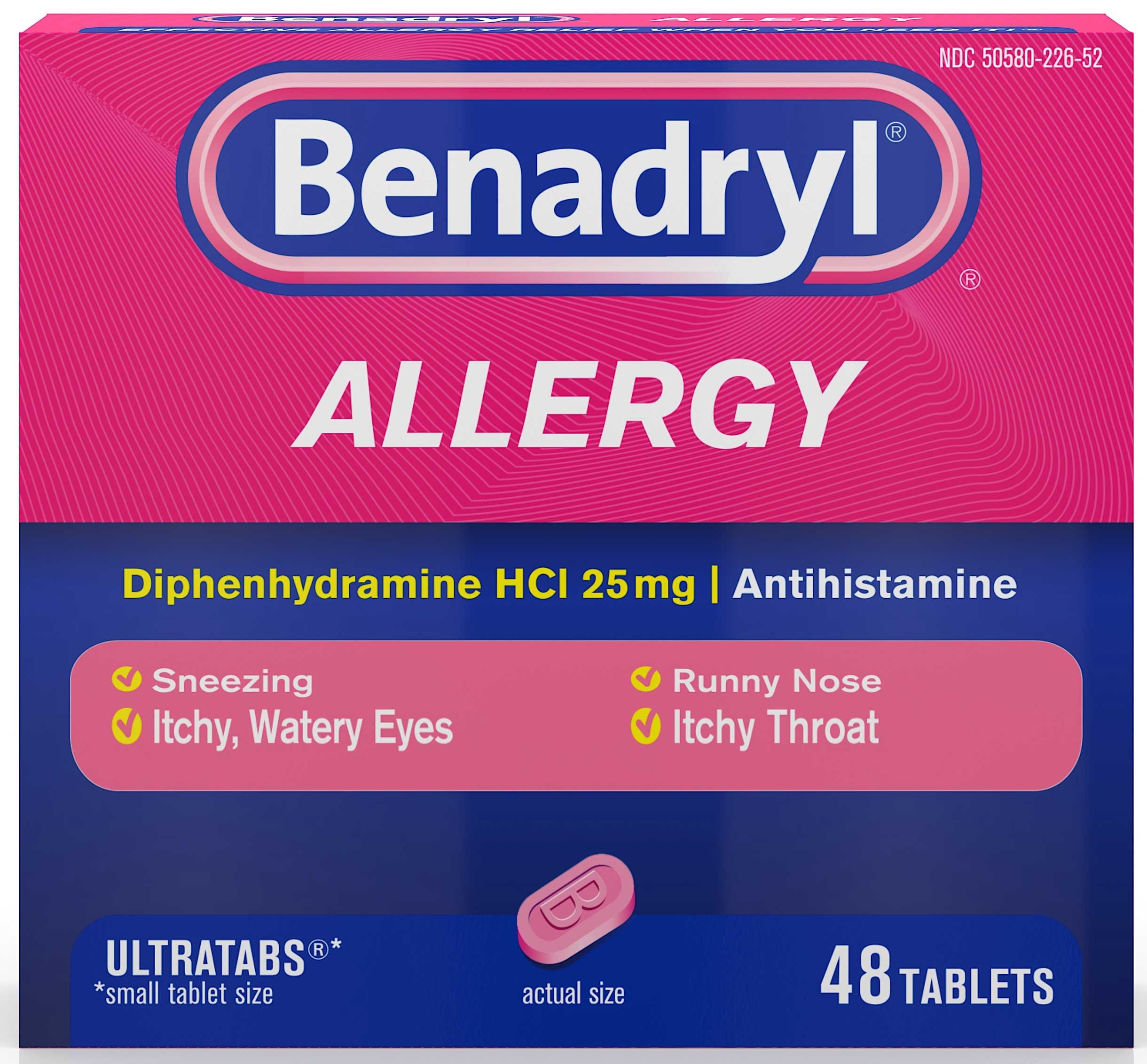 Benadryl Ultratab Allergy Tablets, 48 per unit -- 24 per case