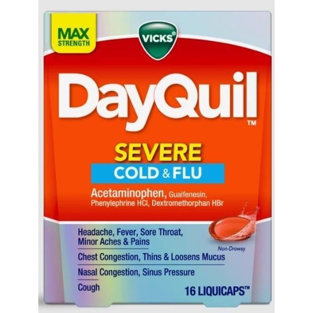 Vicks Dayquil Severe Liquidcap, 16 count -- 24 per case