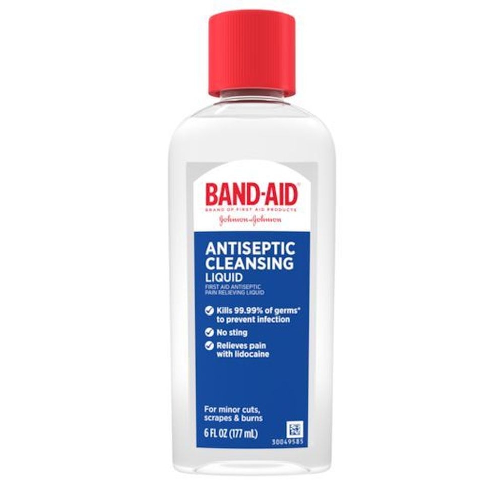 Band Aid Pain Relieving First Aid Antiseptic Cleansing Liquid, 6 Fluid Ounce -- 24 per case