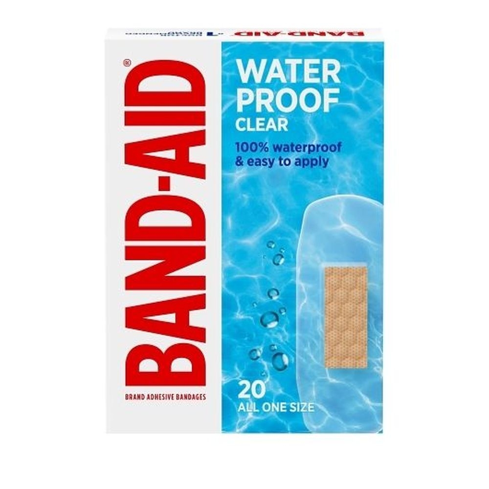 Band-Aid All One Size Waterproof Clear Regular Adhesive Bandages, 20 count -- 24 per case