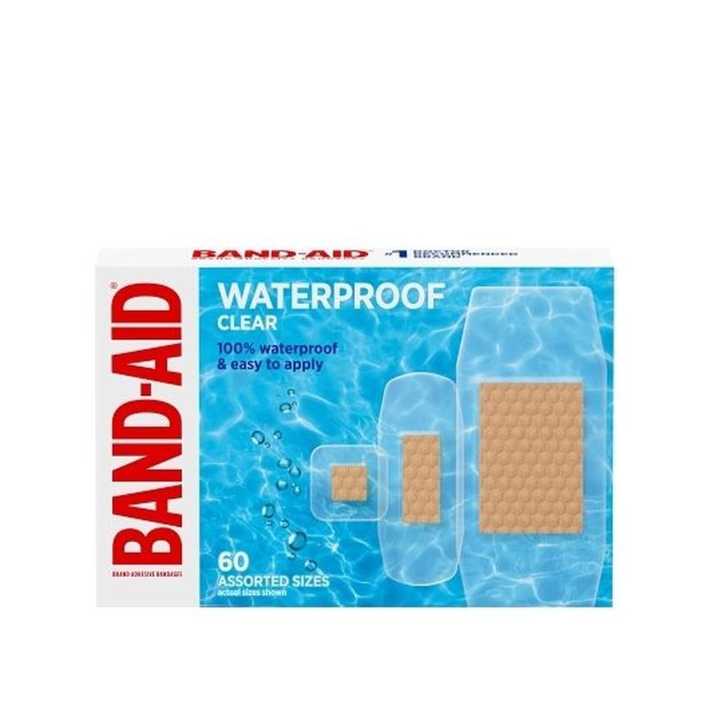 Band-Aid Assorted Size Waterproof Clear Adhesive Bandages, 60 count -- 24 per case
