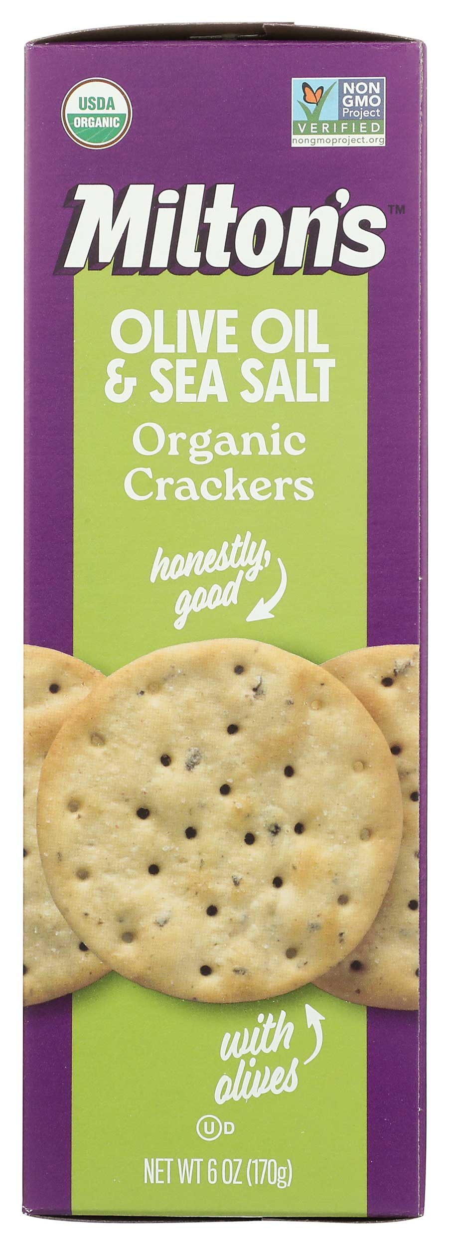 Miltons Organic Olive Oil and Sea Salt Cracker, 6 Ounce -- 8 per case