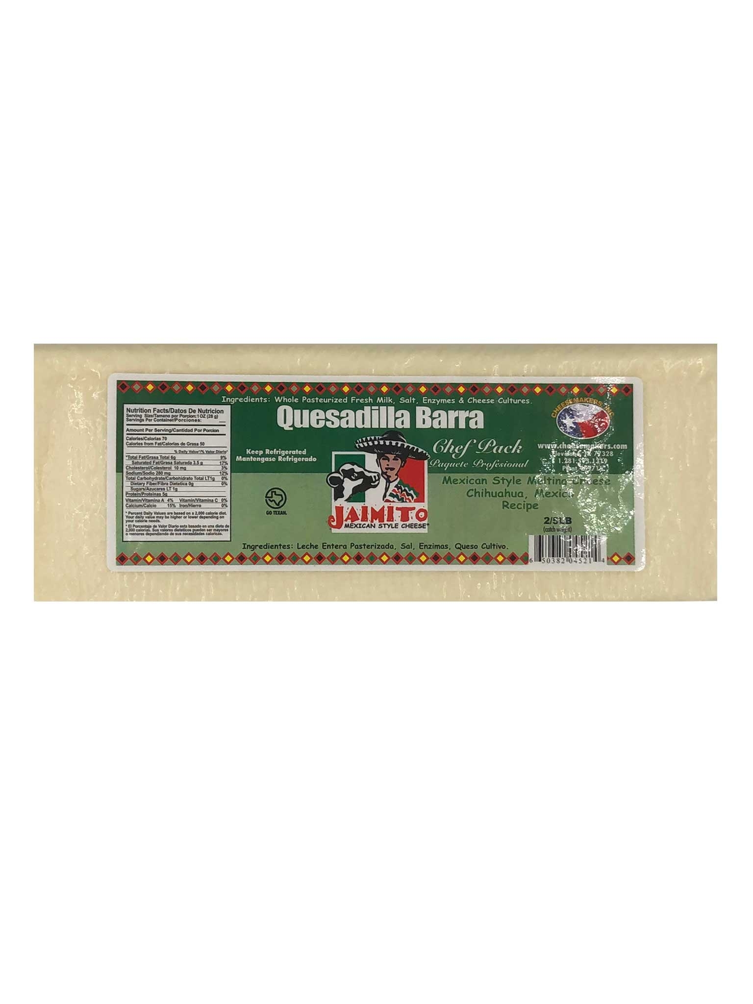 Cheesemakers Quesadilla Barra Asadero, 5 Pound -- 2 Per Case