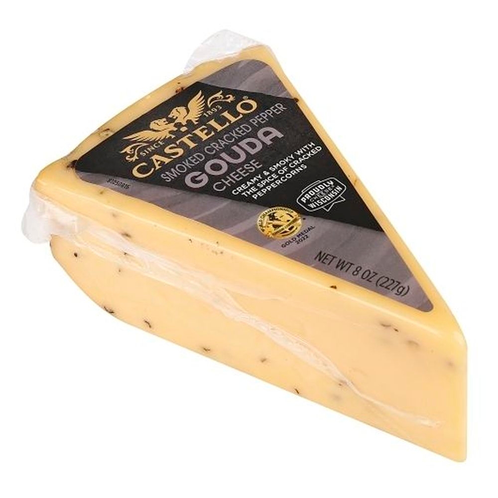 Castello Smoked Cracked Pepper Gouda Cheese Wedge, 8 Ounce - 12 per case