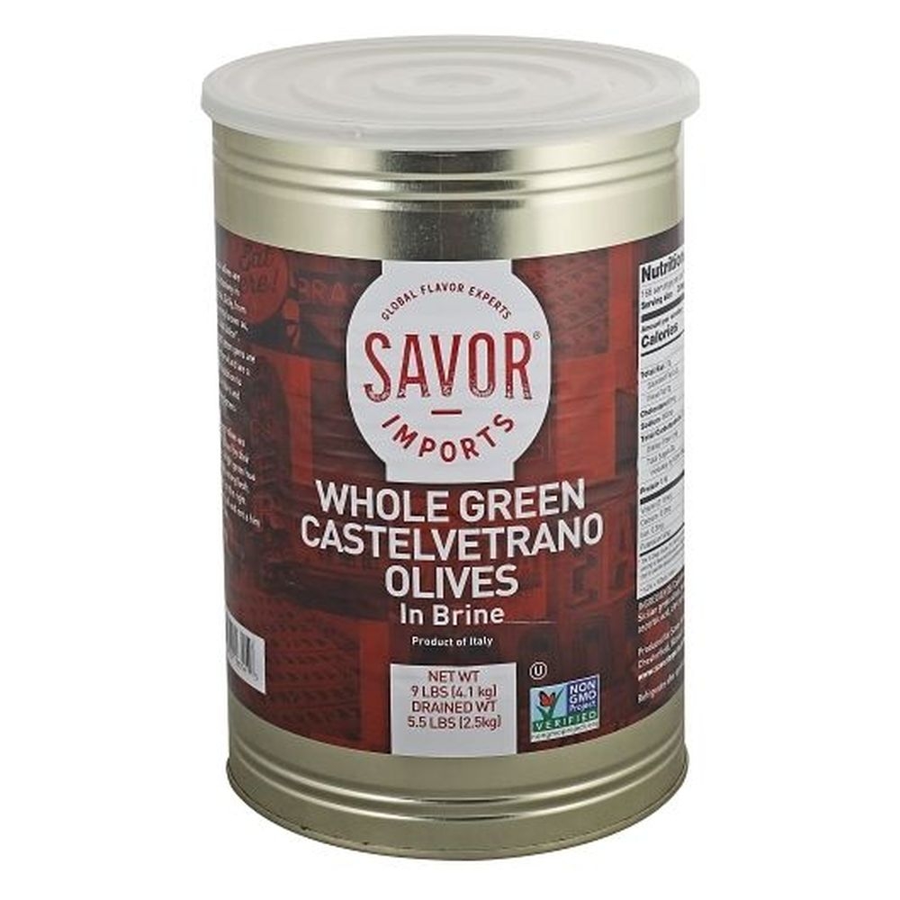 Savor Imports Giant Green Castelvetrano Whole Olives In Brine, 5.5 Pound -- 2 Per Case