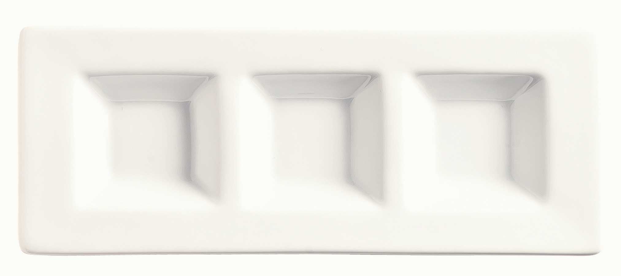 World Tableware Chefs Selection II Porcelain 3-Well Micro Tray, 2.5 x 1 inch -- 24 per case.