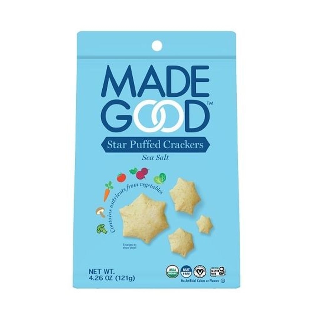 Madegood Organic Star Puffed Sea Salt Crackers, 4.25 Ounce -- 6 per case